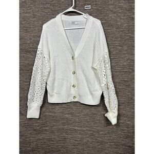 SONOMA Goods For Life Cardigan Sweater Womens XL White Crochet Sleeve Knit